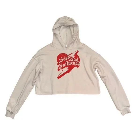 Bella + Canvas Fleece Collection "Best Bad Influence" Cropped Hopdie - Small - Picture 3 of 7
